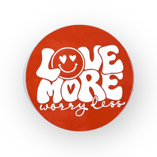 Love More Worry Less // Red Switchable Velcro Badge  Topper
