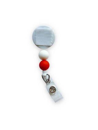 White and Red Interchangeable Badge Reel