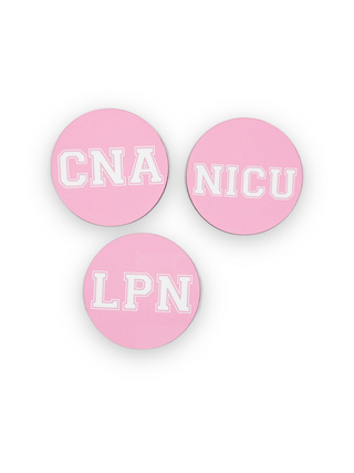 Pink Varsity Specialty //Nurse     Switchable Velcro Badge Topper