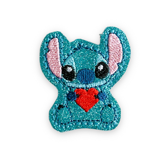 Stitch Heart  Badge Reel + Topper
